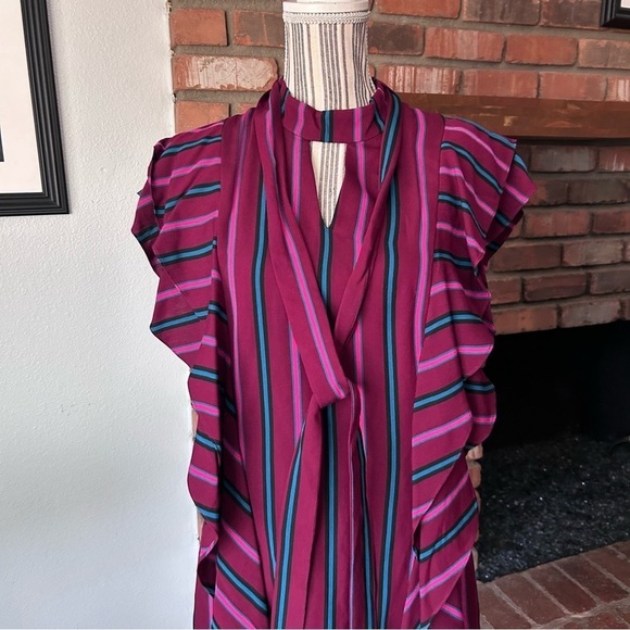 Kimora Lee Simmons Striped Ruffle Sleeve Mini Dress Sz 8 - Picture 3 of 10